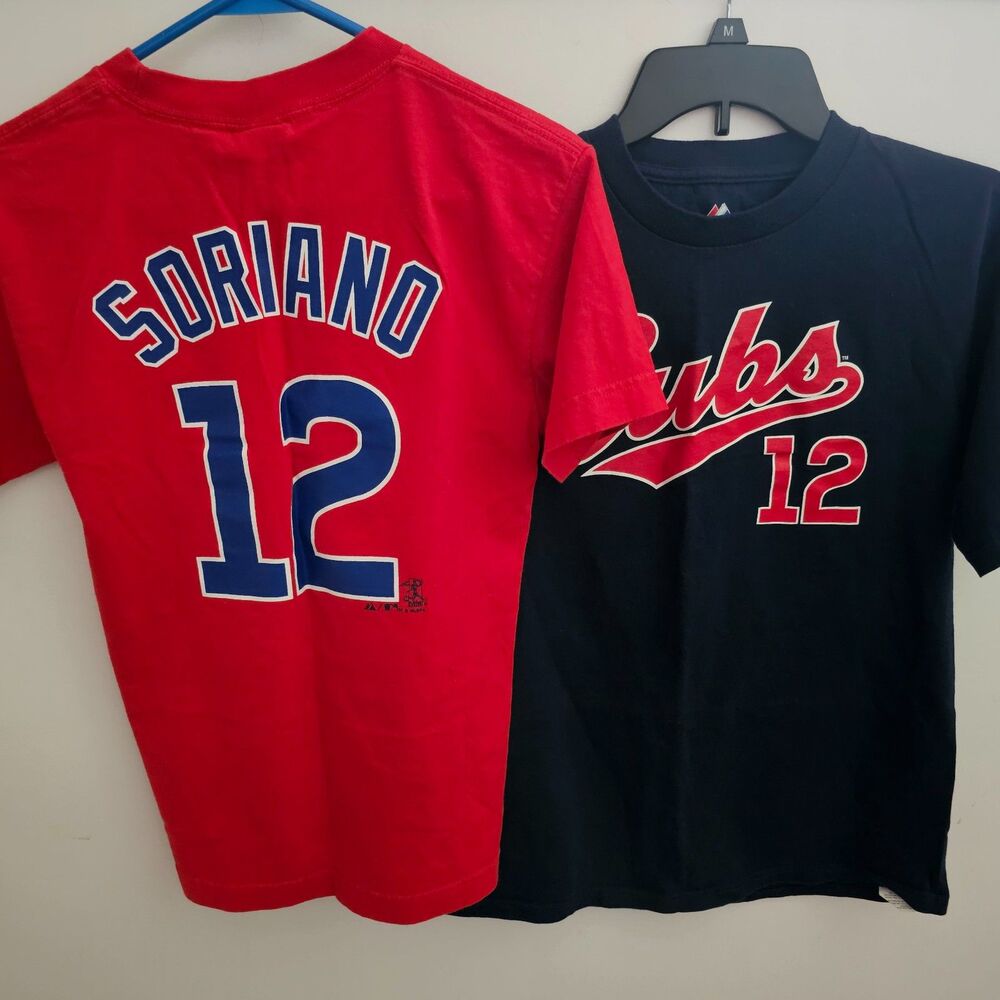 Lot of 2 Chicago Cubs Youth T-Shirts Alfonso Soriano #12 Majestic Medium Large